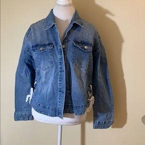 Soho jeans Lace up Denim Jacket Med Blue Wash